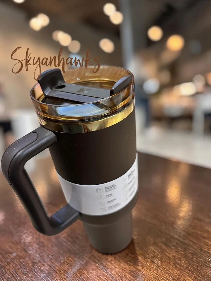 Stanley Quencher H2.0 FlowState 40 oz Tumbler – Chocolate Gold Stainless Steel Cup – Factory Sealed