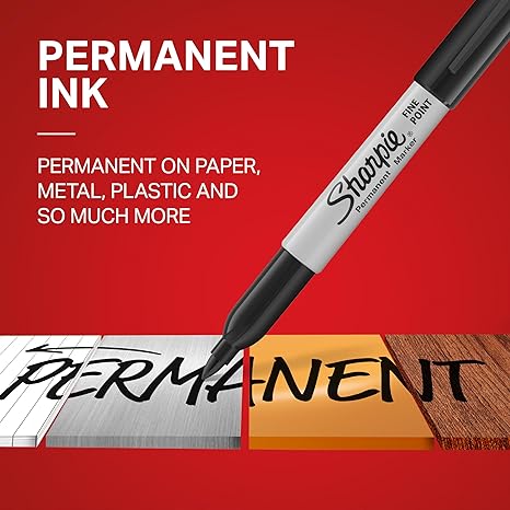 Sharpie Permanent Markers, Fine Tip, Black, 12 Count - Office Supplies, Quick Drying, Fade Resistant, For Wood, Plastic, Paper, Metal, And More