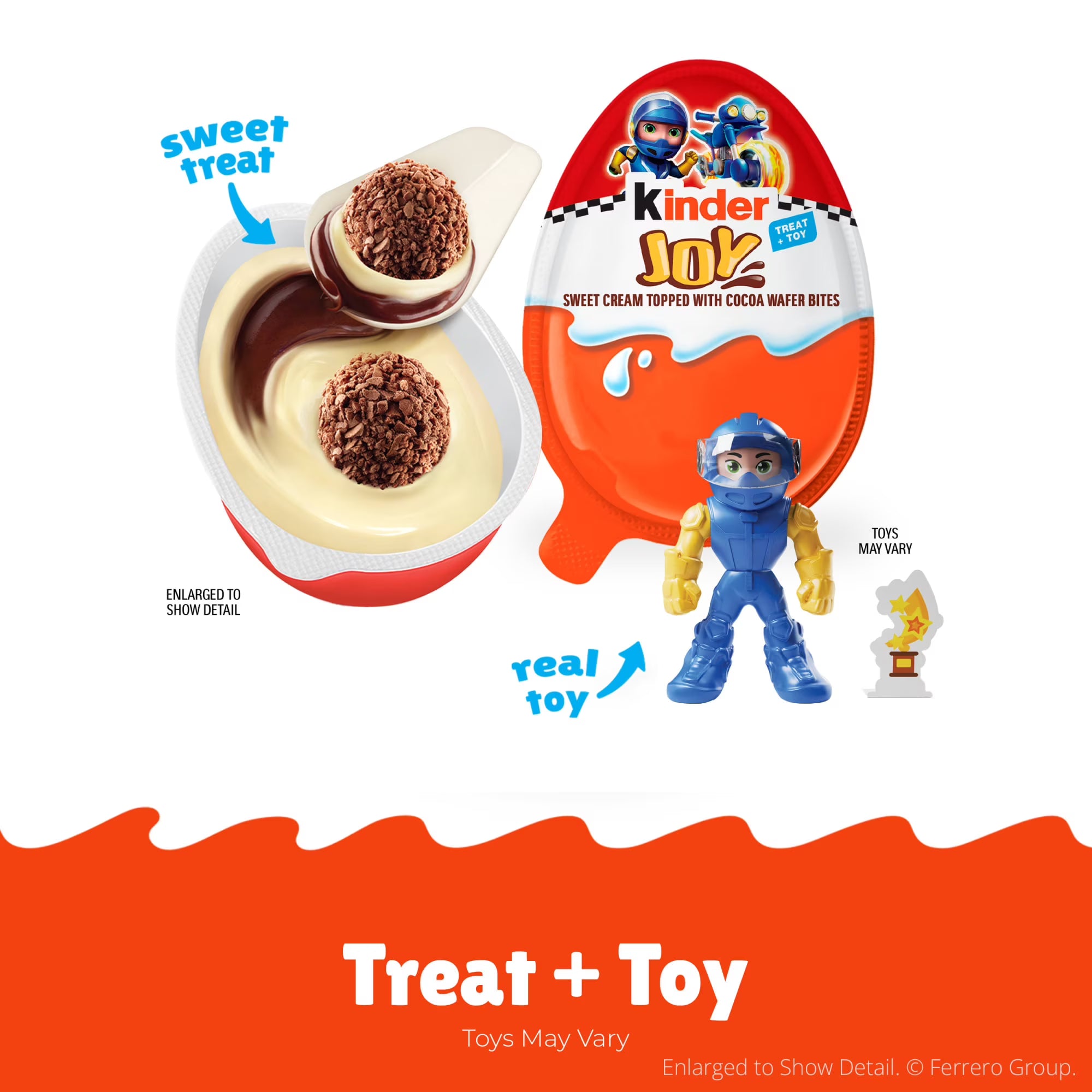 Kinder Joy Racing Egg, Treat Plus Toy, Sweet Cream and Crispy Chocolatey Wafer Bites, 0.7 oz