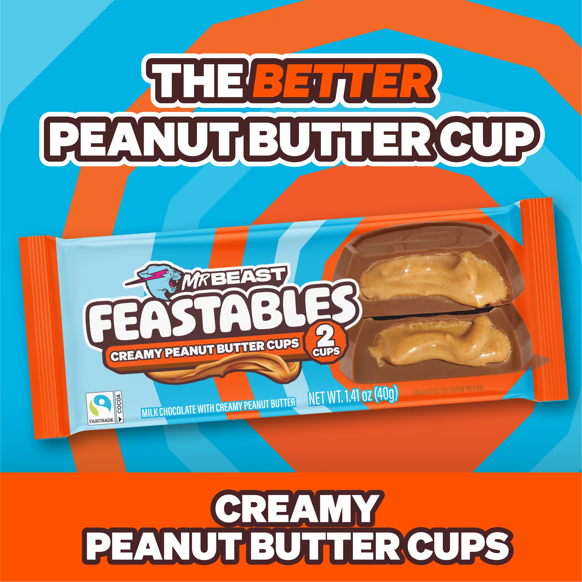 Feastables MrBeast Peanut Butter Cups, 1.41 oz (35g), 2 Count