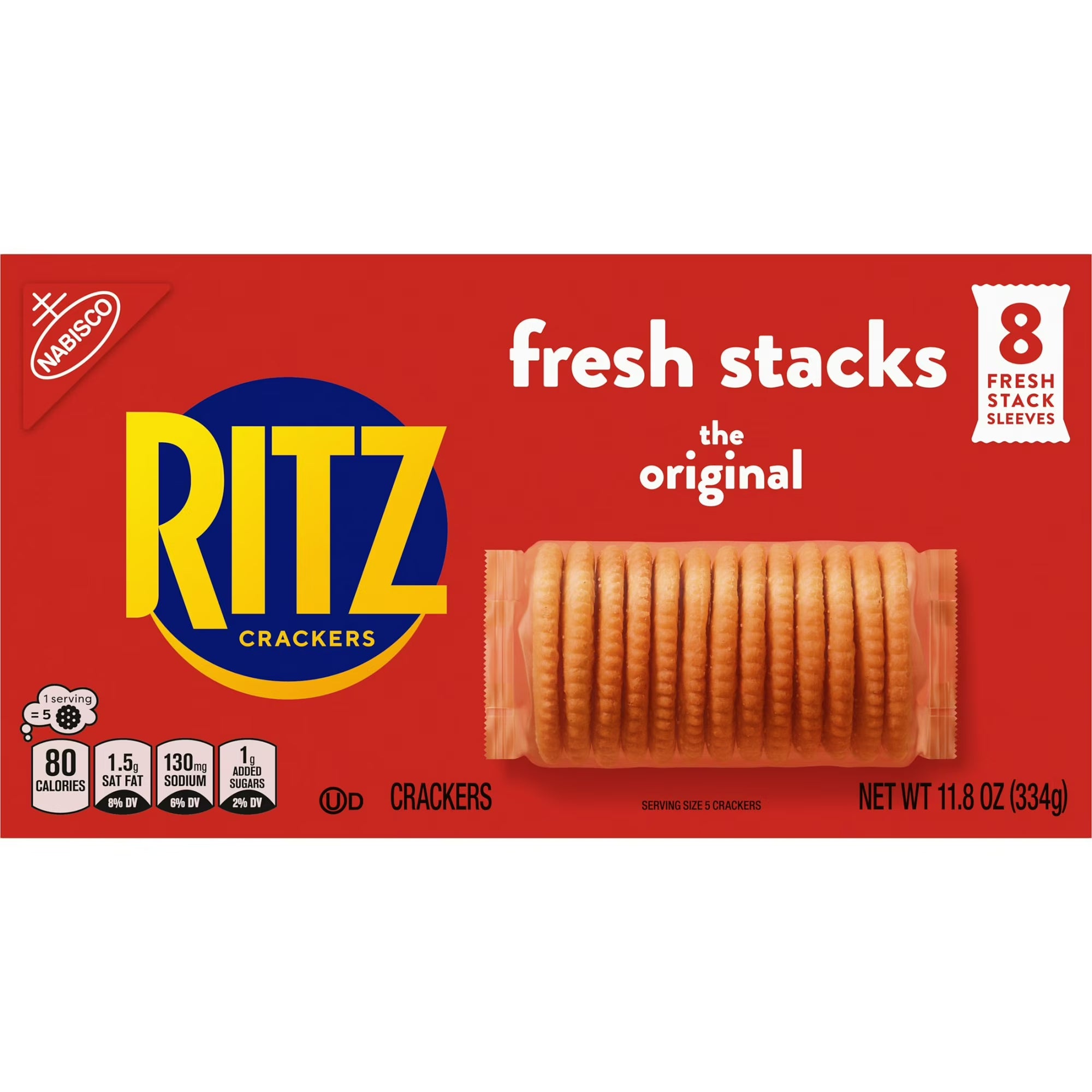 RITZ Fresh Stacks Original Crackers, Travel Snacks, 11.8 oz (8 Multi Snack Packs)