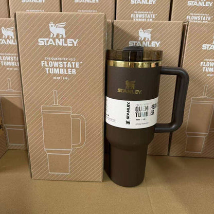 Stanley Quencher H2.0 FlowState 40 oz Tumbler – Chocolate Gold Stainless Steel Cup – Factory Sealed