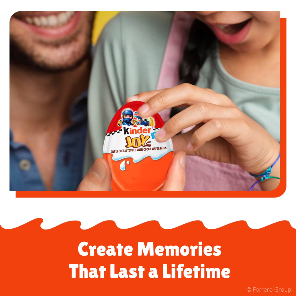 Kinder Joy Racing Egg, Treat Plus Toy, Sweet Cream and Crispy Chocolatey Wafer Bites, 0.7 oz