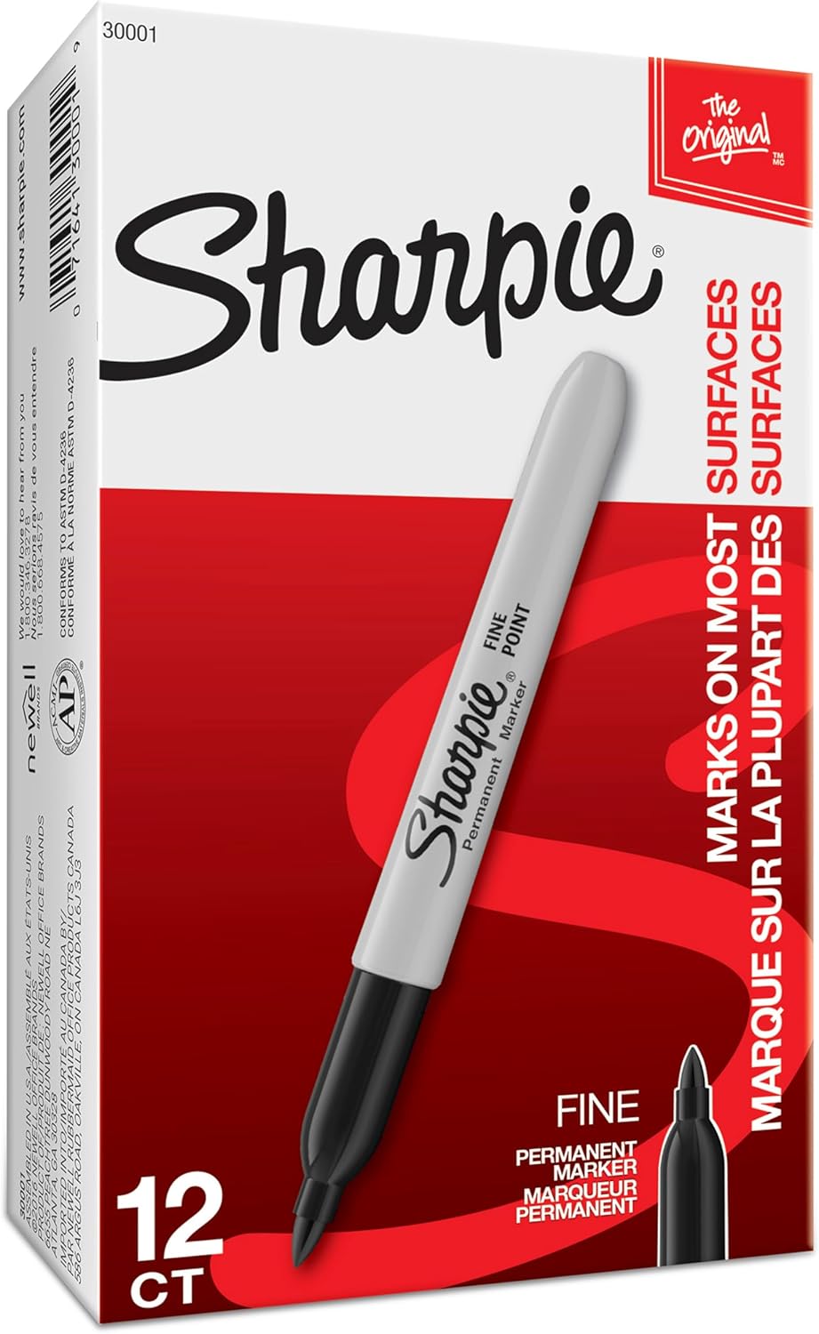 Sharpie Permanent Markers, Fine Tip, Black, 12 Count - Office Supplies, Quick Drying, Fade Resistant, For Wood, Plastic, Paper, Metal, And More